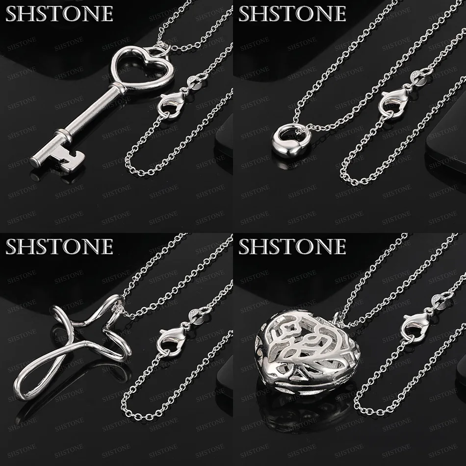

16-30 Inch 925 Sterling Silver Heart Key Water Drop Cross Pendant Necklace For Women Party Engagement Wedding Fashion Jewelry