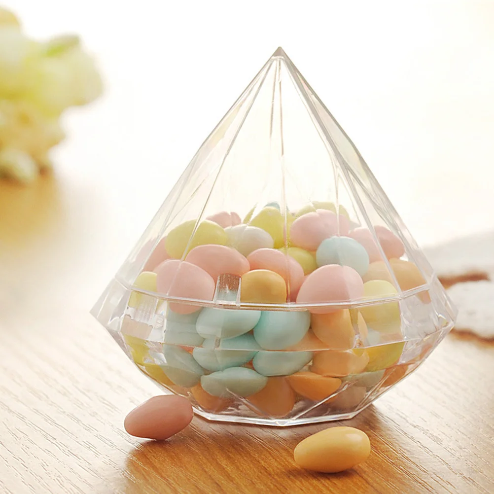 

12 Pcs Diamond Shaped Candy Boxes Thicken Plastic Wedding Favors Boxes Birthday Party Decorating Ornament Container (7x7cm, S)