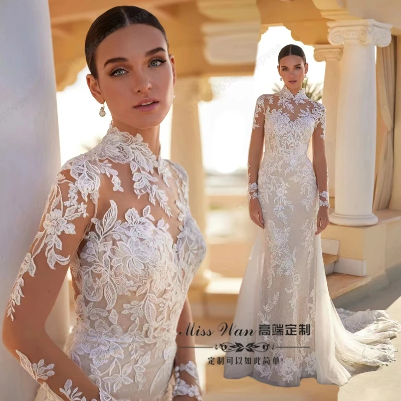 OXSEY Fashionable Trumpet Bridal Dress For Women Lace Appliques Detachable Sleeves Sweetheart 2024 Vestido De Casamento