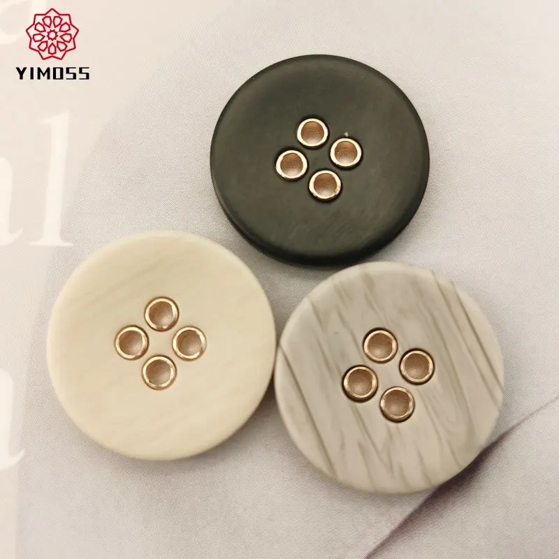 4-Holes Round Resin Metal Sewing Buttons Men and Women Coats Suit Cardigans High-Grade DIY Sewing Accessories 6pcs 18/23mm