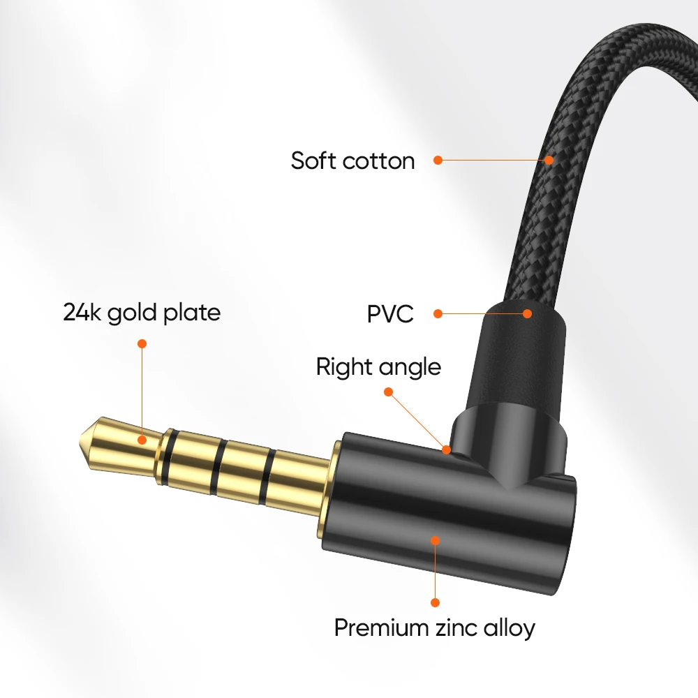 CableCreation 3.5mm Aux 케이블 TRRS 케이블 직각 남성 남성 오디오 스테레오 잭 HiFi 케이블 스피커 삼성 자동차 헤드폰