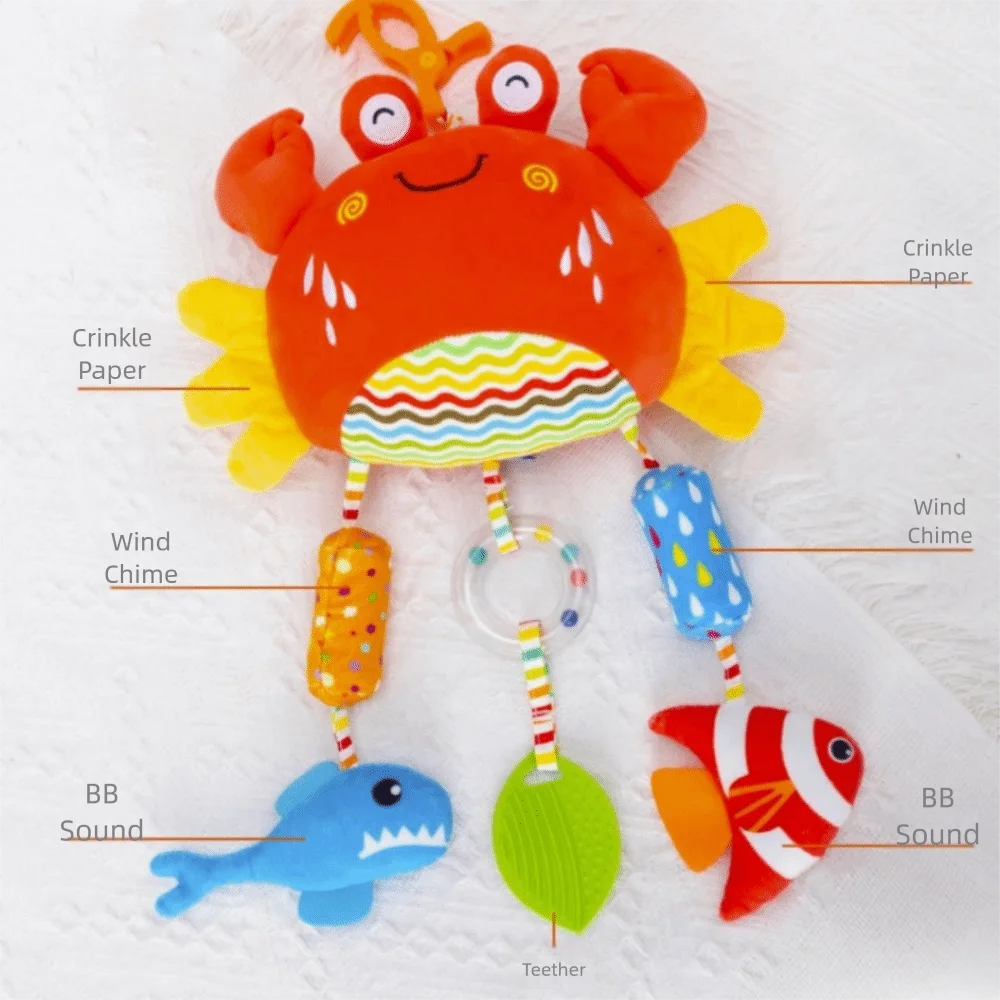 Giocattoli a sonaglino per bambini dal design carino Afferrare la capacità di addestramento Materiale peluche Passeggino Giocattoli appesi Giocattoli a campana con animali di peluche