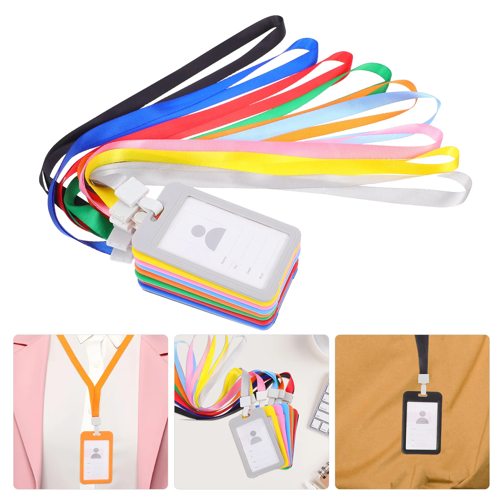 

9Pcs Dual Sided Card Holder Lanyard Work Badge Holder Office School Transit Pass Staff Card Lanyard