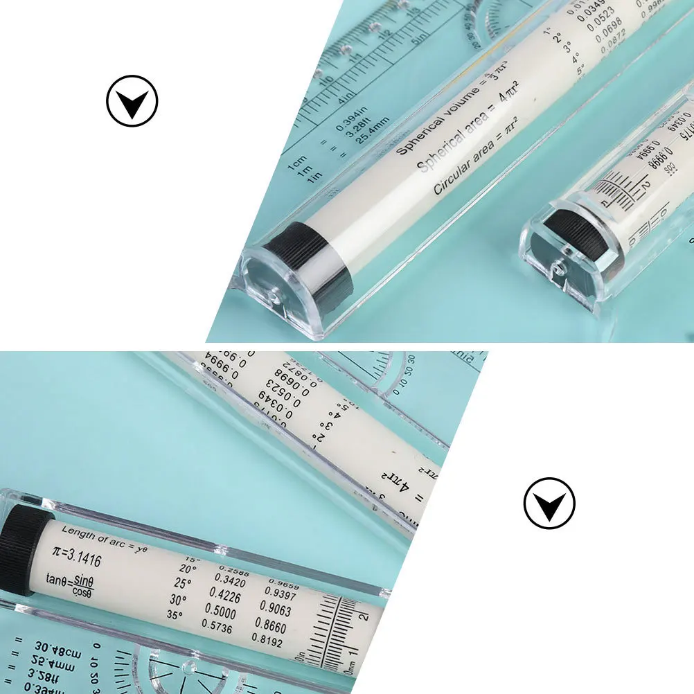 مسطرة رسم متوازية أداة قياس بلاستيكية متعددة الأغراض للمهندسين متعددة الاستخدامات منقلة بوصلة قوس منحنى الرسم