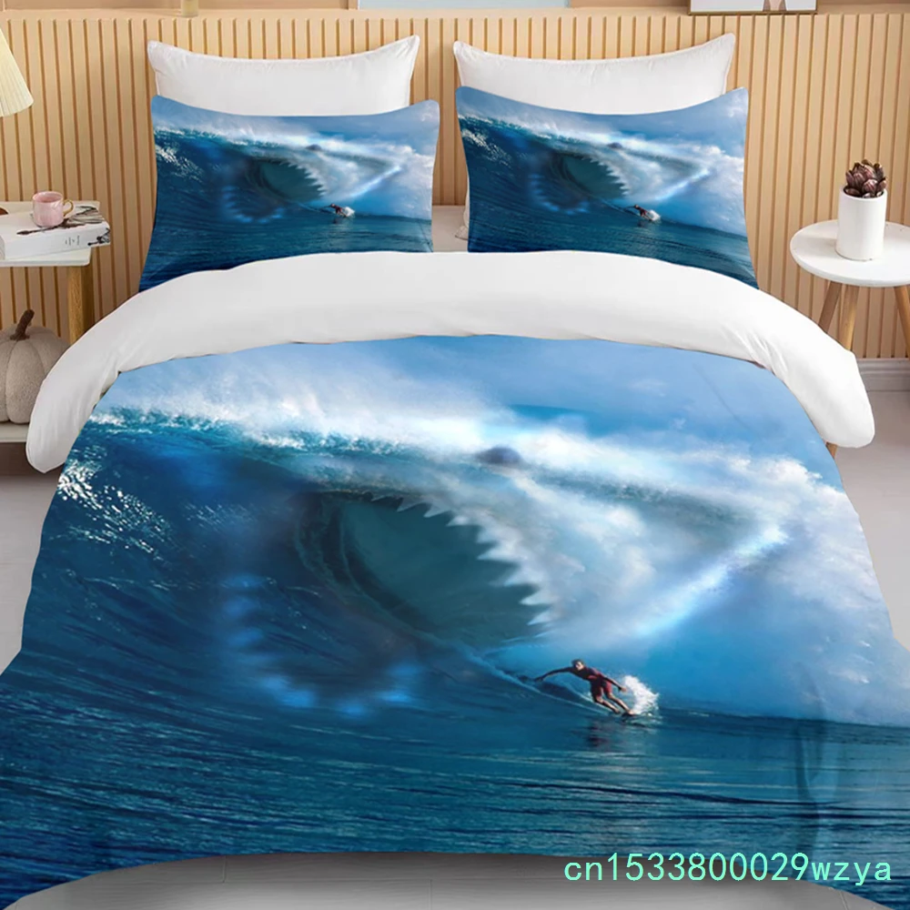 Ocean Bedding Set Coast Ocean Spray Duvet Cover Set Blue Starfish Bed Set Kids Teen Shell Home Textiles Summer Quilt Cover