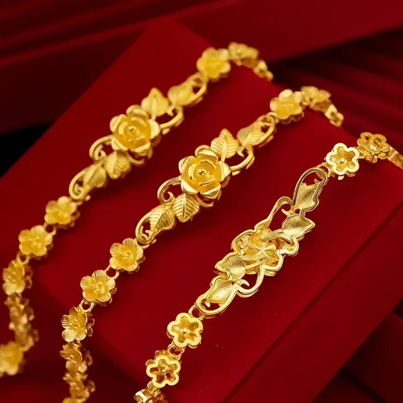 9999 real gold 24K yellow gold Flower Bracelet Flower Bracelet Bracelet