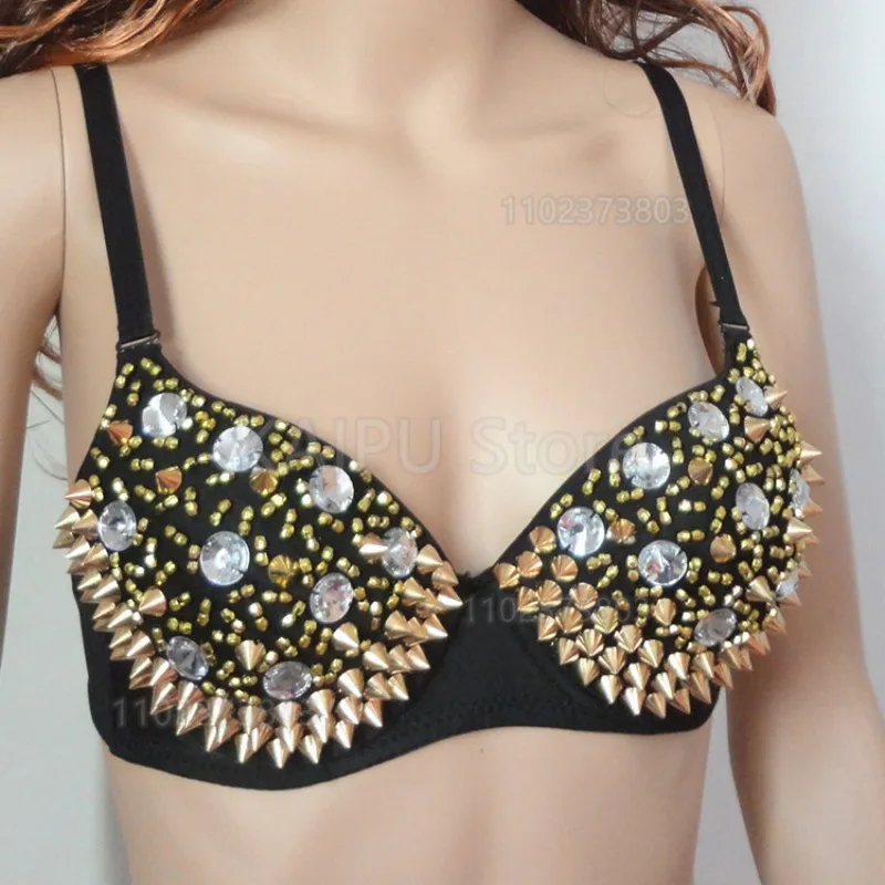 

Rivet bra, nightclub DS singer costume, belly dance bra Swim cloth