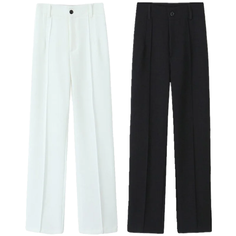 Afslankende, faionable broek met rechte pijpen en hoge taille Dames lente zomer nieuwe collectie Veelzijdige casual broek van polyestervezel