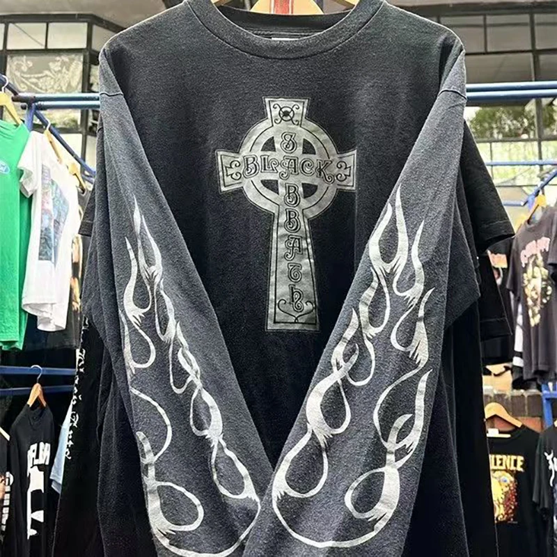 

Men Y2k Gothpunk Animation Printed T-shirt Women Harajuku Casual Hip-hop High Street Trendy Brand Oversized Long-sleeved Tops