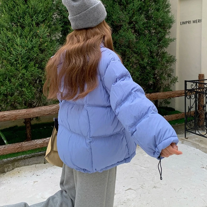 2025 شتاء جديد مقنعين أسفل سترة المرأة نمط قصير موضة عادية فضفاض وسميك الخبز الدافئ 90 الأبيض بطة أسفل معطف #6