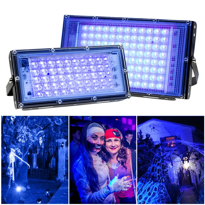 

50W 100W LED UV Floodlight Stage Blacklight Ultraviolet Fluorescent Party Stage Light for Halloween Xmas Dance DJ Disco Bar 220V