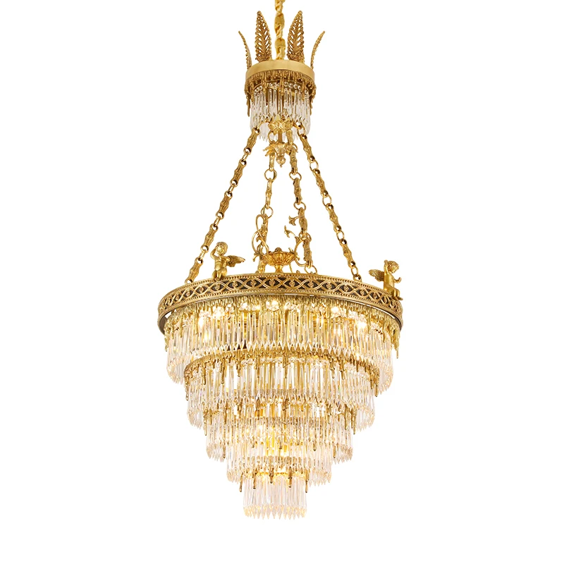 DINGFAN Crystal And Golden Brass Post-Modern Chandelier Classical Unique Pendant Lamps For Living Room And Hotel