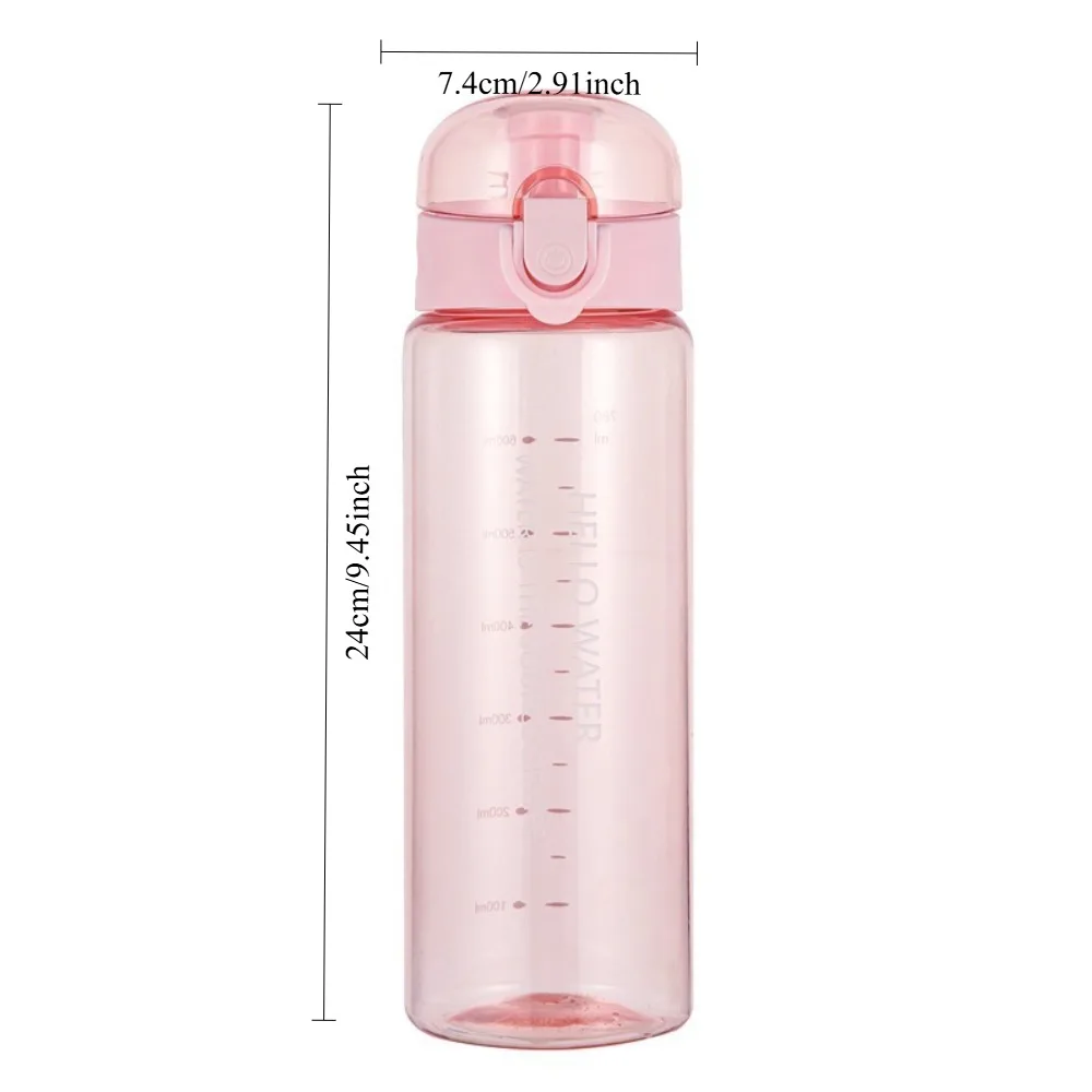 Summer Sports Student Water Cup Large Capacity Ins Style Cute Cup for Girls Outdoor Portable High Temperature Resistant Plastic