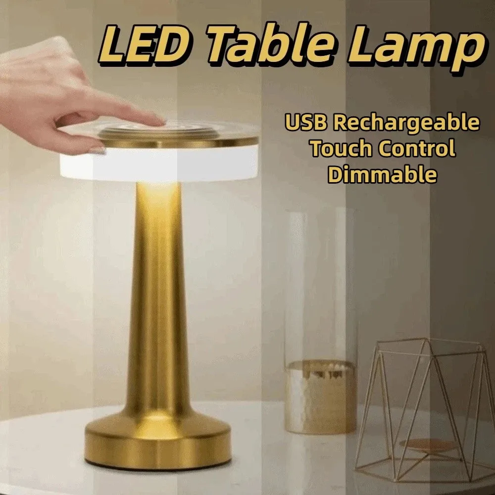 

Ретро светодиодная настольная лампа, винтажная беспроводная беспроводная лампа для чтения, сенсорное управление, USB перезаряжаемый настольный ночник, освещение для спальни