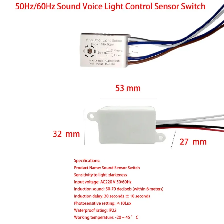 YzzKoo Home Improvement Smart Switches Module 220V Detector Sound Voice Sensor Intelligent Auto on Off Light Switch Accessories