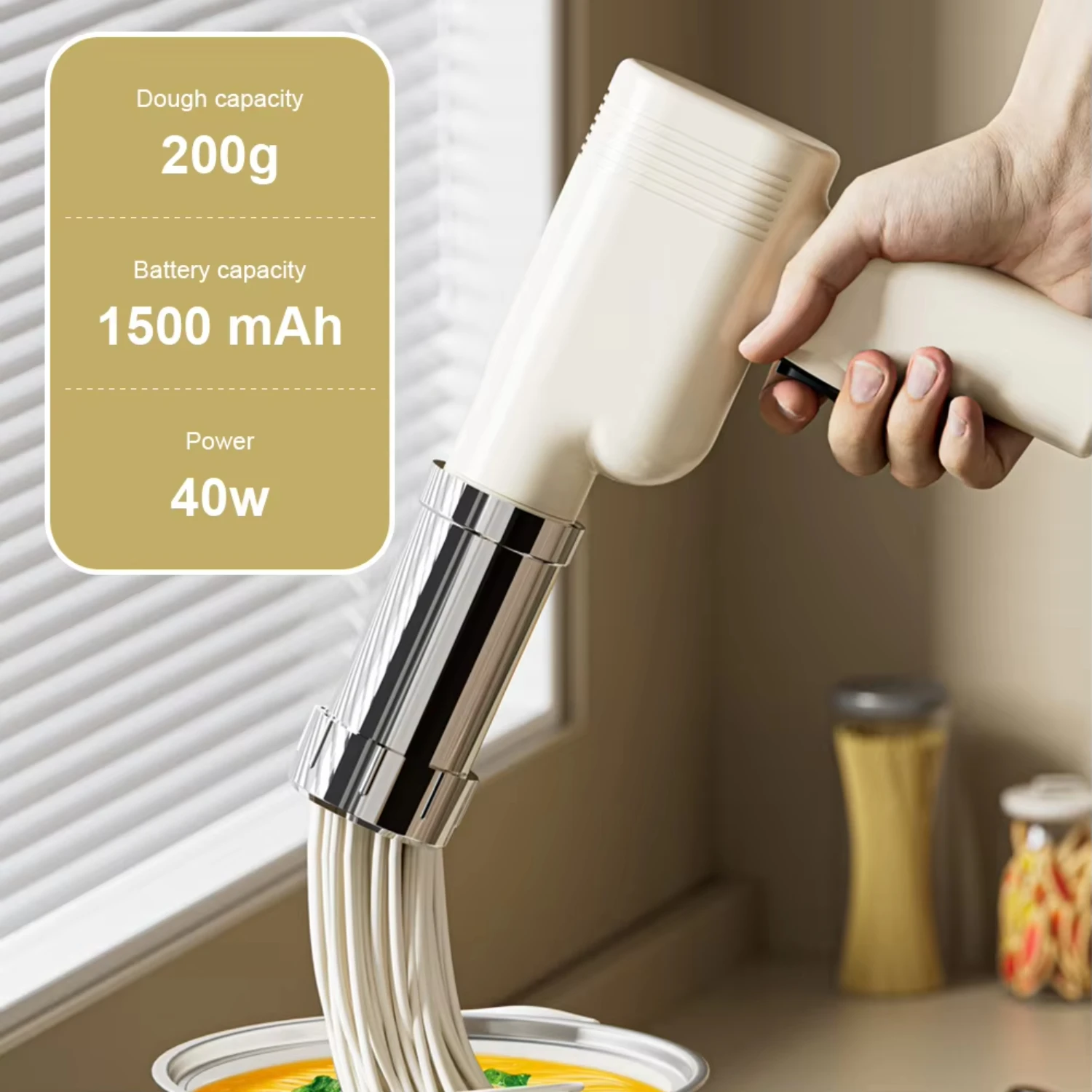 

Small Household Cordless Pasta Maker Noodle Machine Automatic Noodle Maker Charging Handheld Noodle Press Gun