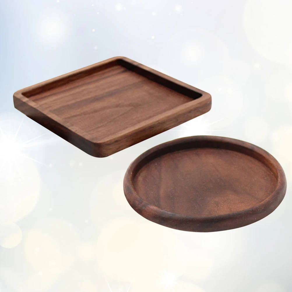 

2Pcs Black Walnut Wooden Cup Holder Coasters Heat Resistant Non Slip Cup Mat Pad Tea Table Desktop Protection Wooden Coasters