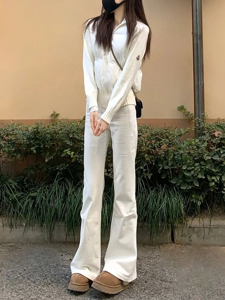 White High Waist Wide Leg Jeans Women's Autumn New Design Loose Fit Straight Cut Slimming Versatile Denim Pants Cleanfit Sle