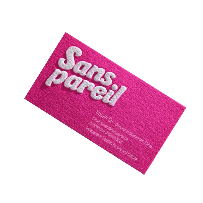 Kartu Kustom Warna Pantone Kartu Merah Muda Kartu Mewah Timbul Kartu Bisnis Pribadi Kartu Terima Kasih Logo 3D Kode QR untuk Pernikahan