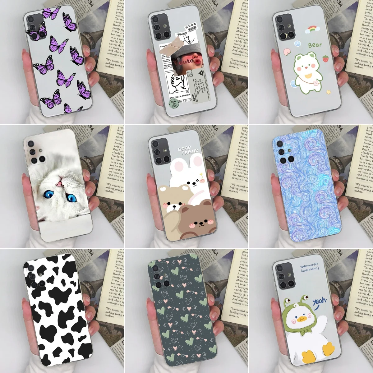 Clear Case For Samsung Galaxy A71 4G 5G A72 A73 Cute Duck Fundas Silicone TPU Soft Coque Cover ForSamsung A72 A73 A71 Shell Capa