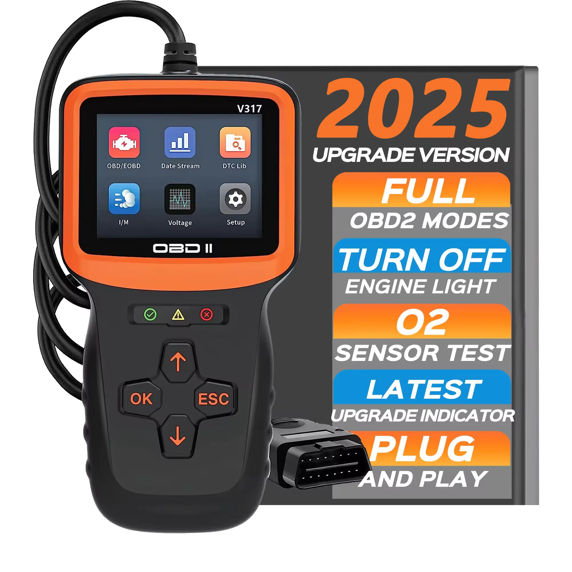 V317 OBD2 сканер автоматическая проверка двигателя автомобиля чистый считыватель кодов неисправностей улучшенный автомобильный диагностический сканирующий тестер набор инструментов цветной экран