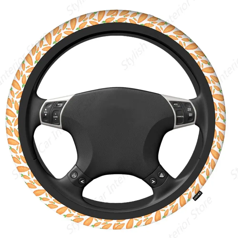 Steering Wheel Cover for Men Women Carrots, Easter Carrots Nature Cute Universal 15 Inch Anti-Slip Odorless Breathable Car Wheel