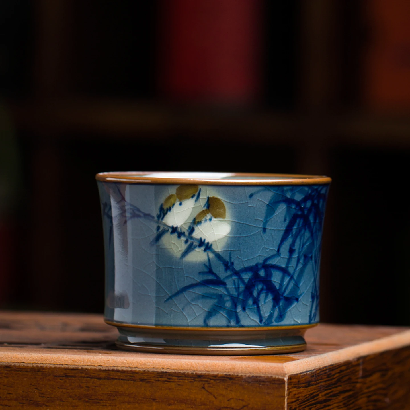 

Расписанная вручную чайная чашка из Цзиндэчжэня, сине-белая, с подглазурной росписью, в стиле «Лунный свет», для двух чайников, для чая гунфу, винтажная, S...