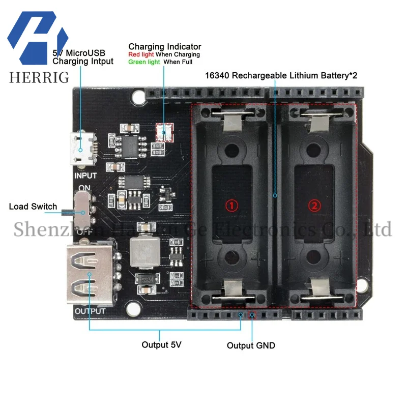

ESP8266 ESP32 Power Supply Rechargeable Dual 16340 Lithium Battery Charger Shielding Module Expansion Board