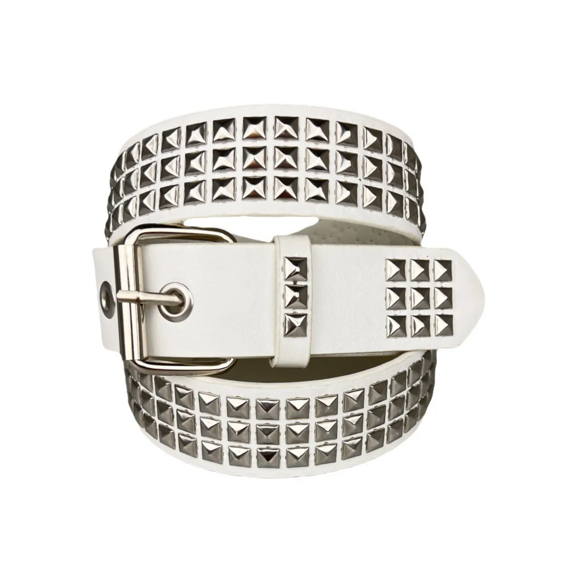 

European and American Square Bead Rivet Pyramid Inlaid Women's Belt Punk Style Personality Gas Eye Decorative Belt Women