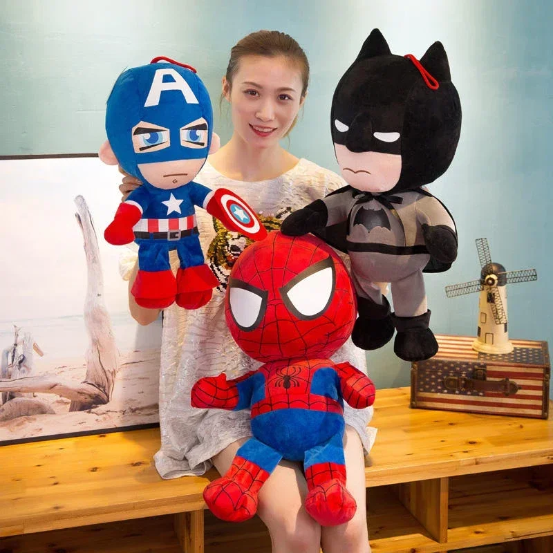 Muñecos de peluche suaves de Los Vengadores de Marvel para niños, Capitán América, Iron Man, Spiderman, Batman, película, regalos de navidad