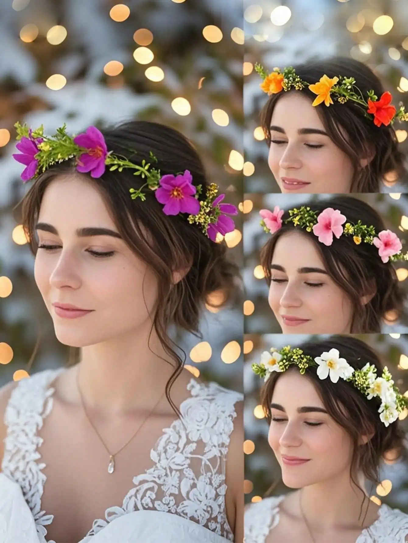 1pcs Boho Floral Flower Crown Adjustable Artificial Flower Headband for Women Beach Wedding Bridal Festival Hair Accessories