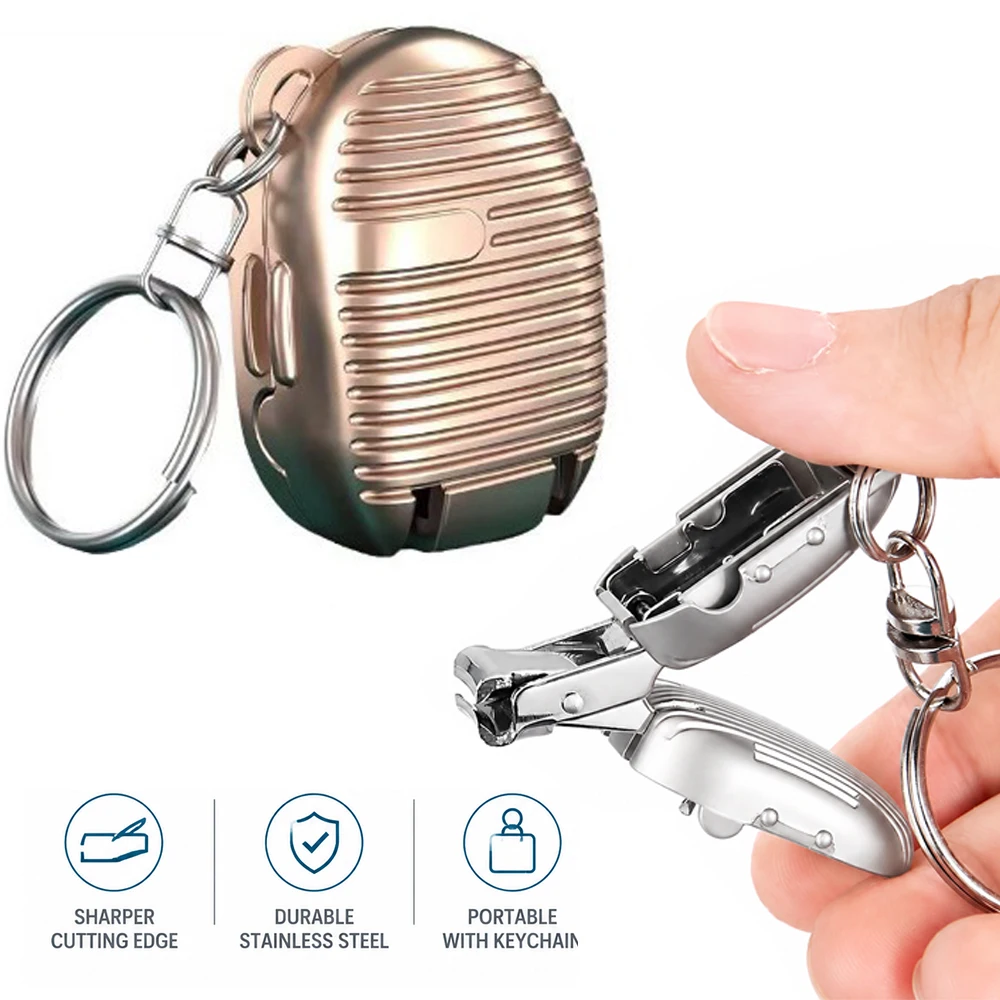 1PCS Portable Ultra Small Size Keychain With Foldable Nail Clipper and Nail Clipper For Sharp Manicure and Pedicure Tools