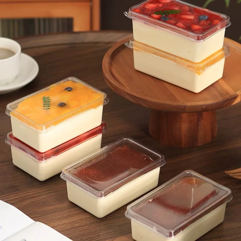 Fruit Cake Sandwich Packaging Box, Cream Tiramisu Box, Disposable Dessert Soy Milk Mousse Takeaway Box, 50Pcs