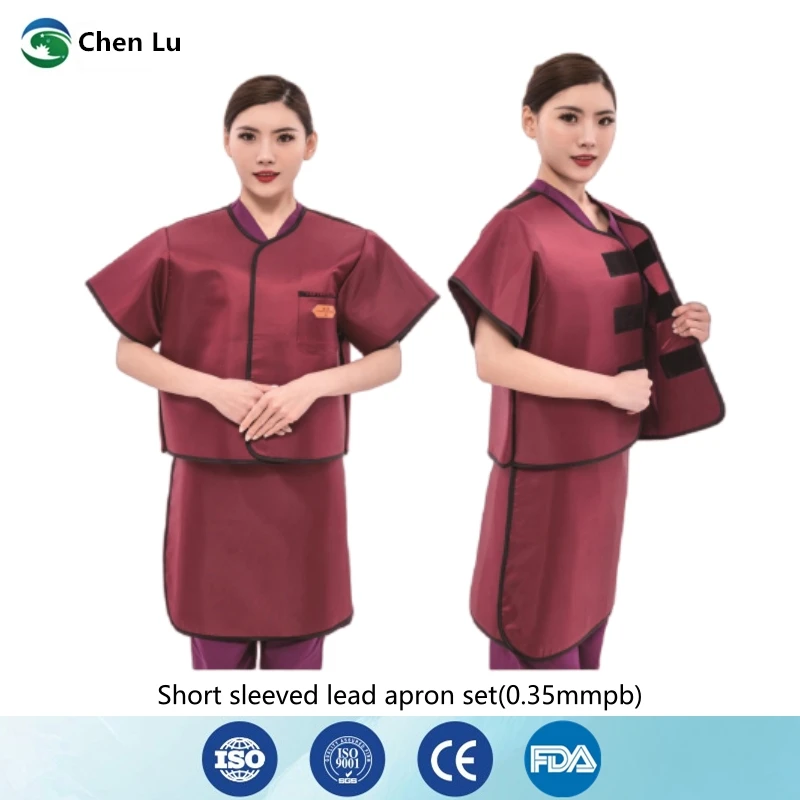 

Genuine X-ray radiation protective 0.35mmpb short sleeved lead apron set radiological protection short sleeved vest and skirt