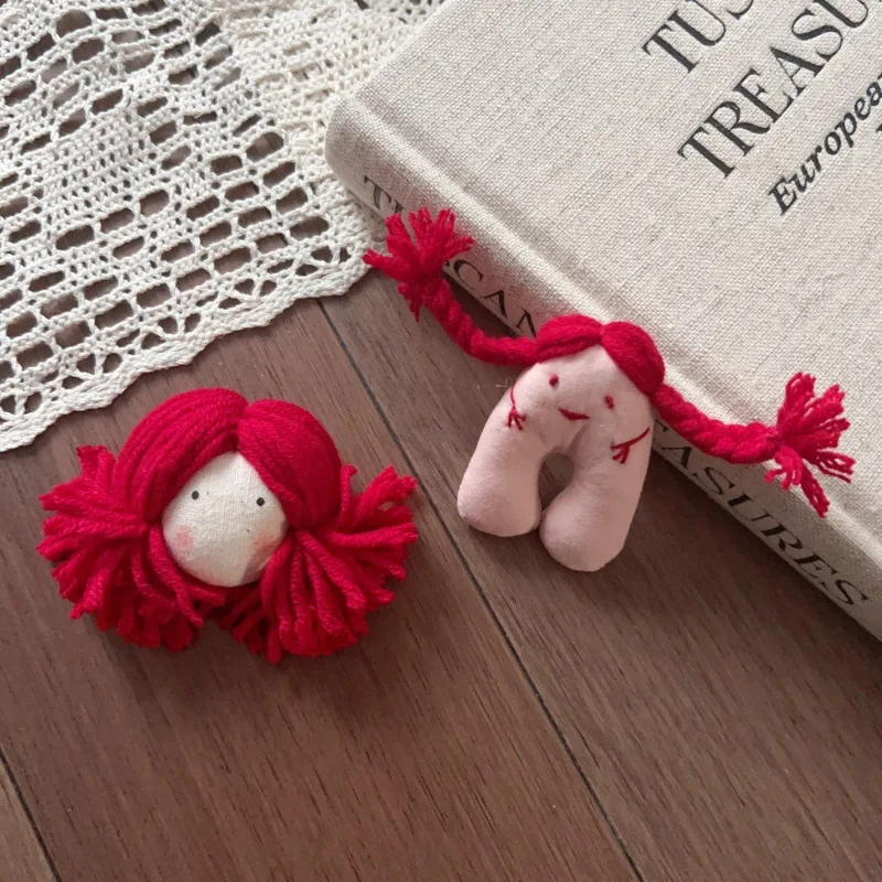 Stuffed Cartoon Fabric Plush Doll DIY Hair Pin Brooch Bag Charm for Coat Hat Scarf Soft Handmade Embellishment