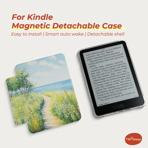 Imagen 1 del producto Funda Twosheep para Kindle 11.ª generación, Colosoft Paperwhite 12.ª, 11.ª, 10.ª, 7.ª generación, Magnética, Desmontable, Parte Trasera Transparente, Activación/Desactivación Automática, con Ilustraciones