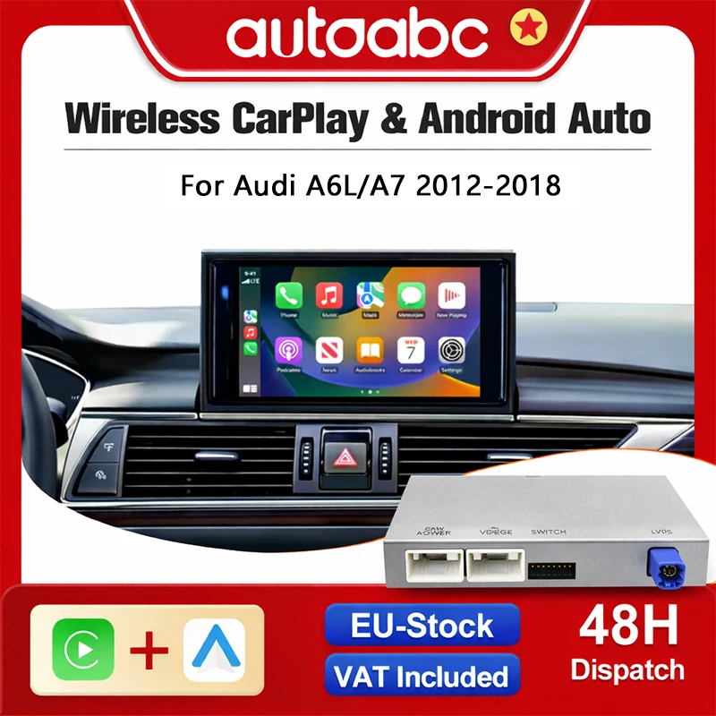 Module CarPlay sans fil AUTOABC pour AUDI A6 A7 C7 HN RMC MHI, fonction Mirror Link, AirPlay, AUX, BT, navigation.