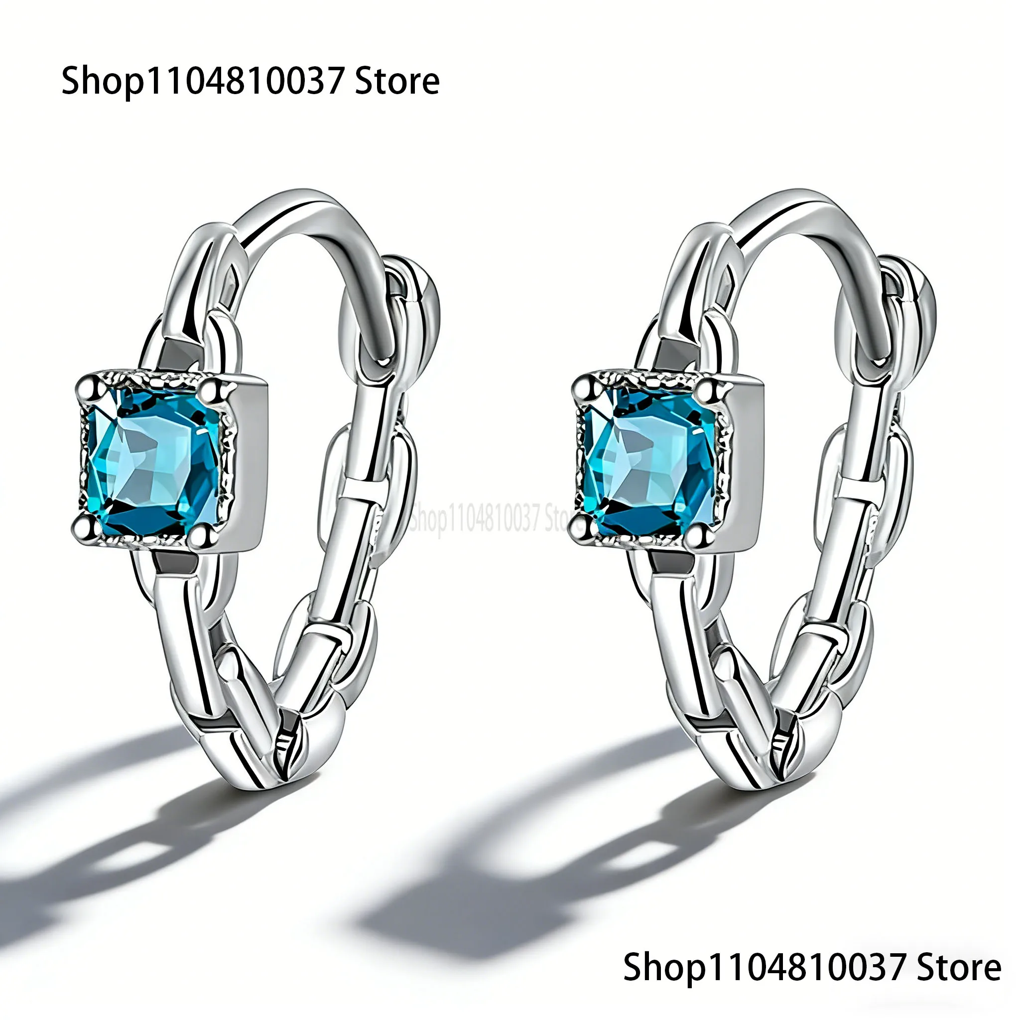 

Серьги из стерлингового серебра 925 пробы для женщин, с синим цирконом, простой геометрический дизайн, ювелирные изделия для помолвки, подарки на вечеринку