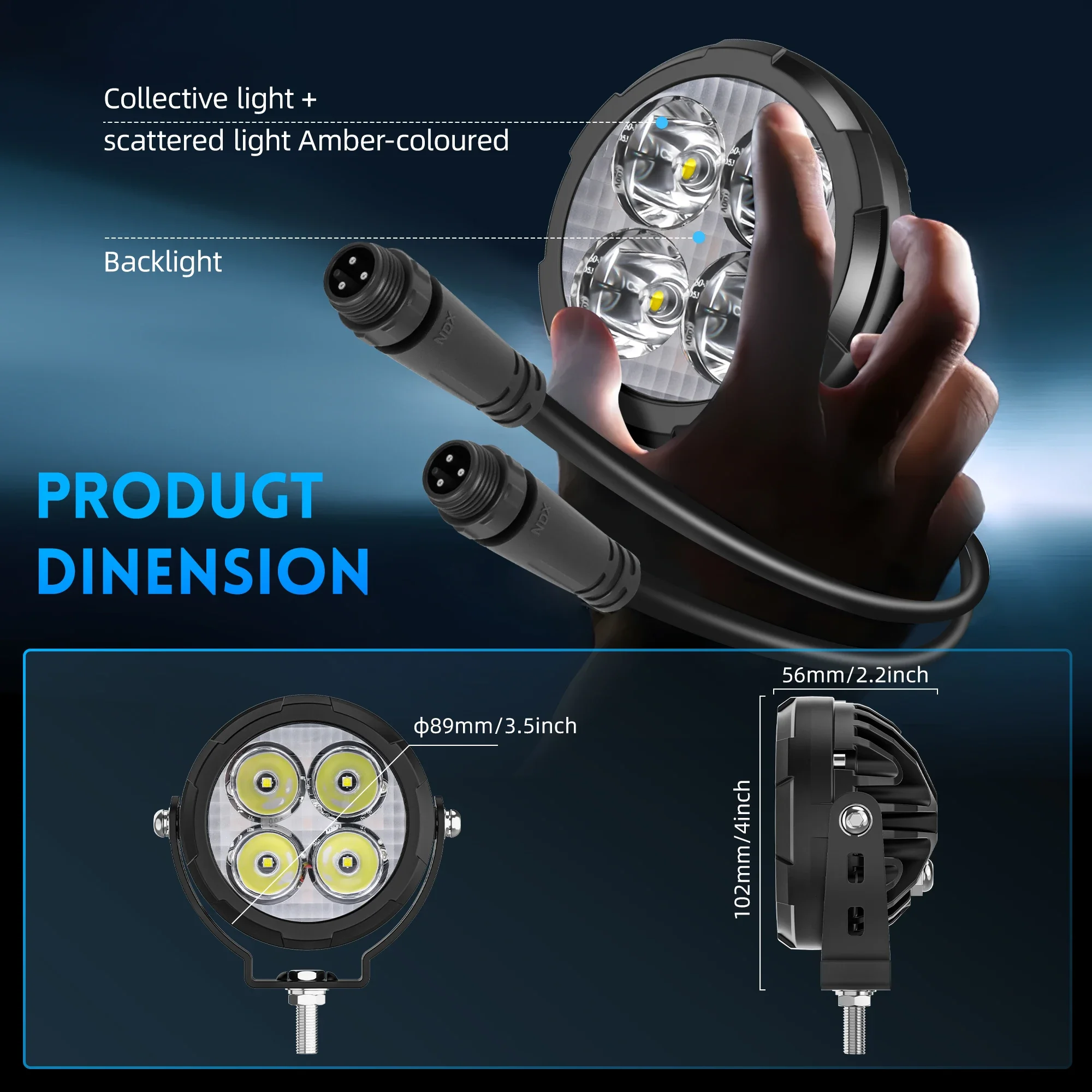 HAOLIDE 3.5inch LED Work Light 3500k Fog Lamp Super Brighter Truck 6000K for 4x4 ATV Truck Dirt Bike SUV Motorcycle 12V 24V IP68