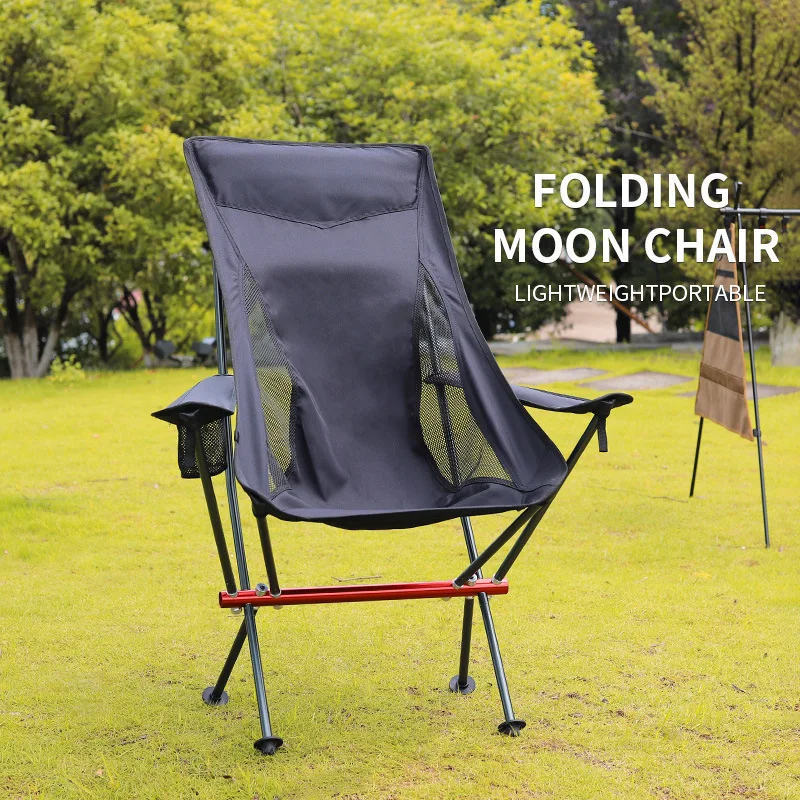 

Foldable Armrest Moon Chair Aluminum Alloy Fishing Backrest Chairs Portable Oxford Armrest Camping Lounge Chair