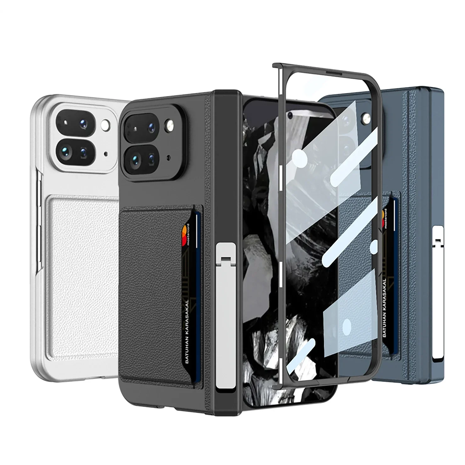 

Magnetic Hinge Stand Case For Google Pixel 9 Pro Fold Card Package Screen Glass Protective Matte Cover For Pixel 9 Pro Fold Case