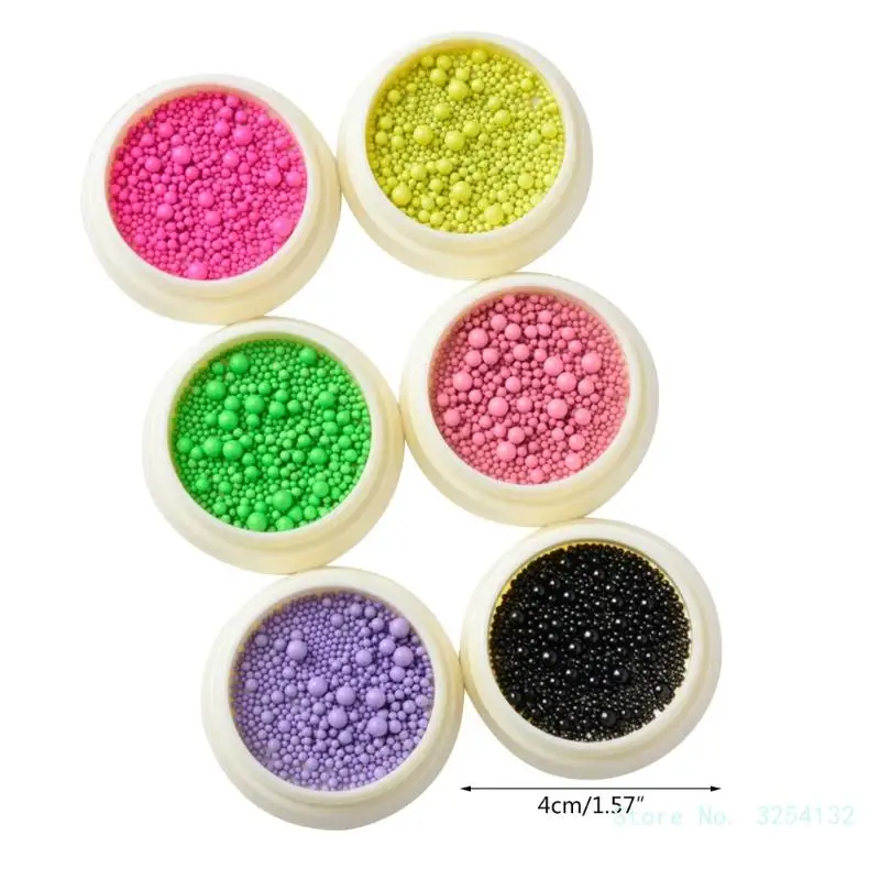 6 bottiglie Macaron Color 3D Nail Art Beads Nail Art Steel Balls Mini Metal Caviar Nails Beads Nail Balls for DIY Manicure Decor