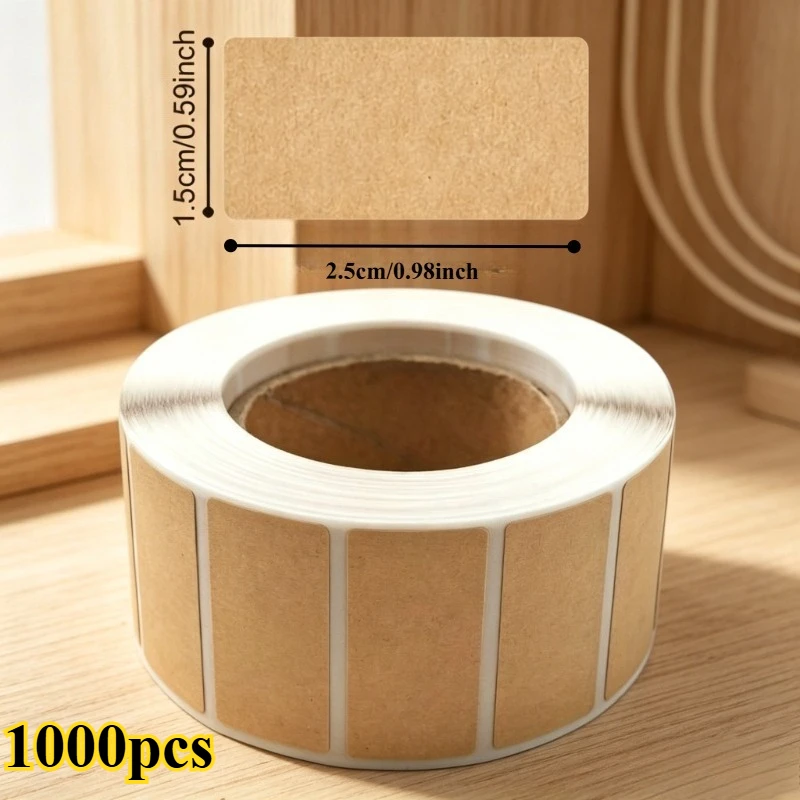 1 Roll (800Pcs) of Kraft Paper Self-Adhesive Labels, Thick Texture, Smooth Writing Comes with Its Own Adhesive Backing for Easy Application, Clear Writing That Won'T Smudge, Used for Packaging Marking, Object Classification, and Storage Labeling, Easy to Use and Convenient.
