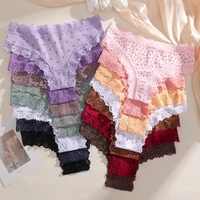 4Pc S-XL Women's Cotton Sexy Lace Brazilian Pants Seamless Low Waist Printing Breathable Underwear Ladies Lace Patchwork Panties - Image 4