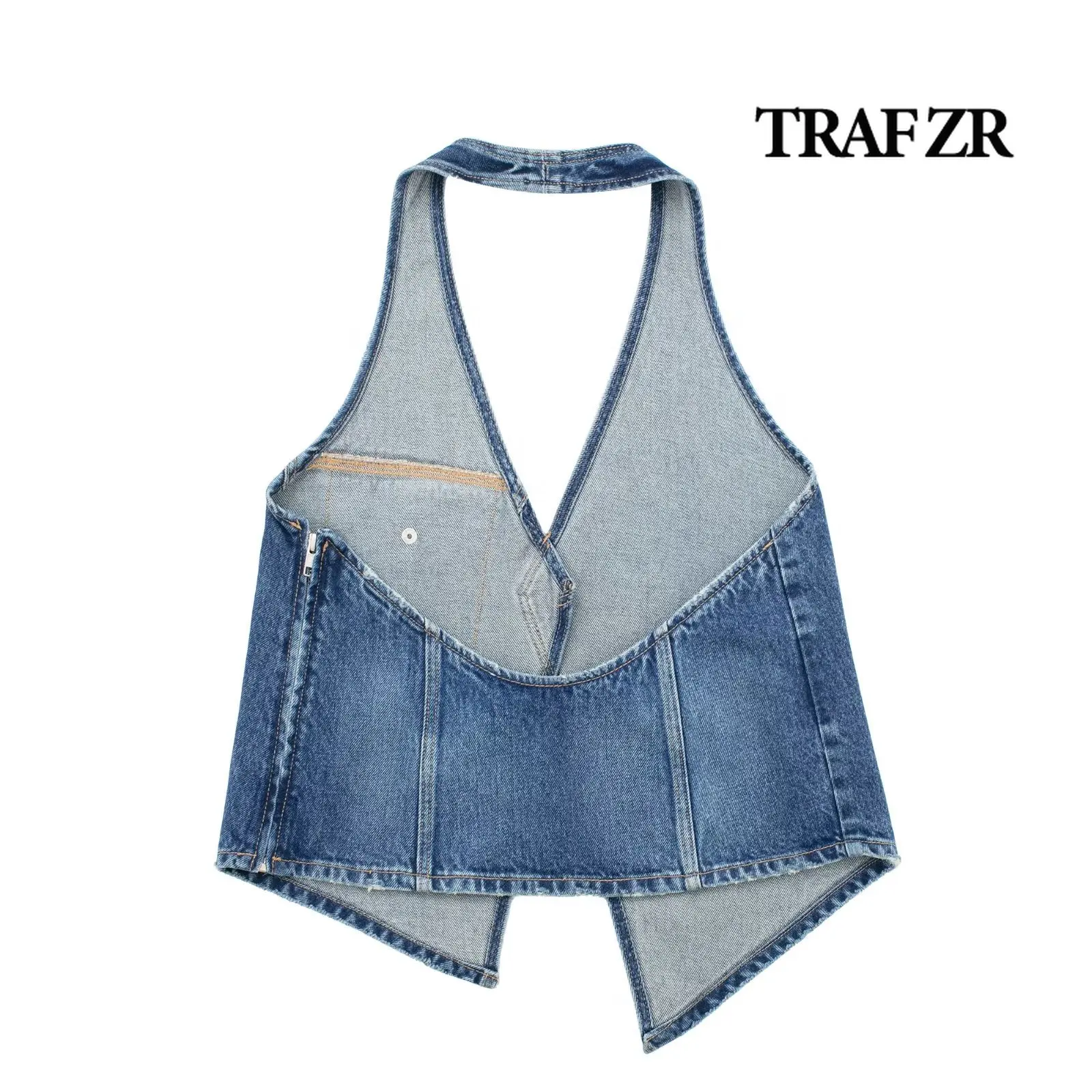 Sivatu Traf Vitage High Street Top Women Crop Top Y2k Harajuku Women\'s Cropped Gothic Sexy Denim Top Vest for Women Corset