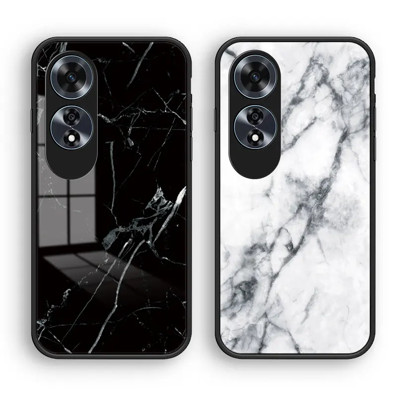 Oppo A60 OppoA60 CPH2631 Case Marble Grain Aurora Glass Hard Back Cover Phone Case Silicone Bumper for Oppo A60 OppoA60 CPH2631