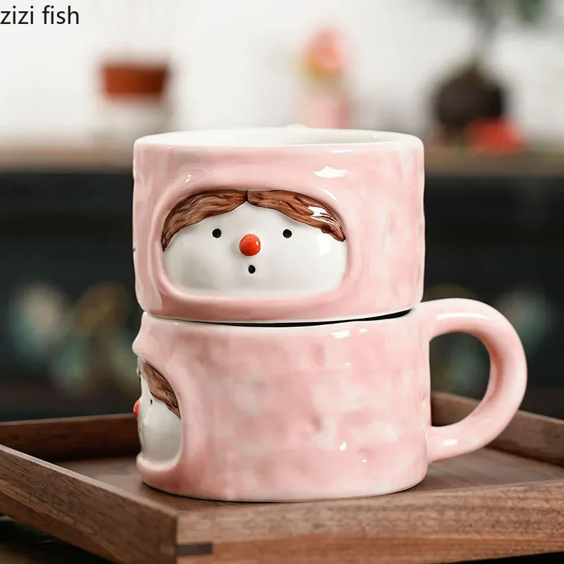 Cartoon Cute Ceramic Painted Little Girl Mug Creative Coffee Mug Milk Cup Beverage Cup Household Breakfast Cup Water Cups