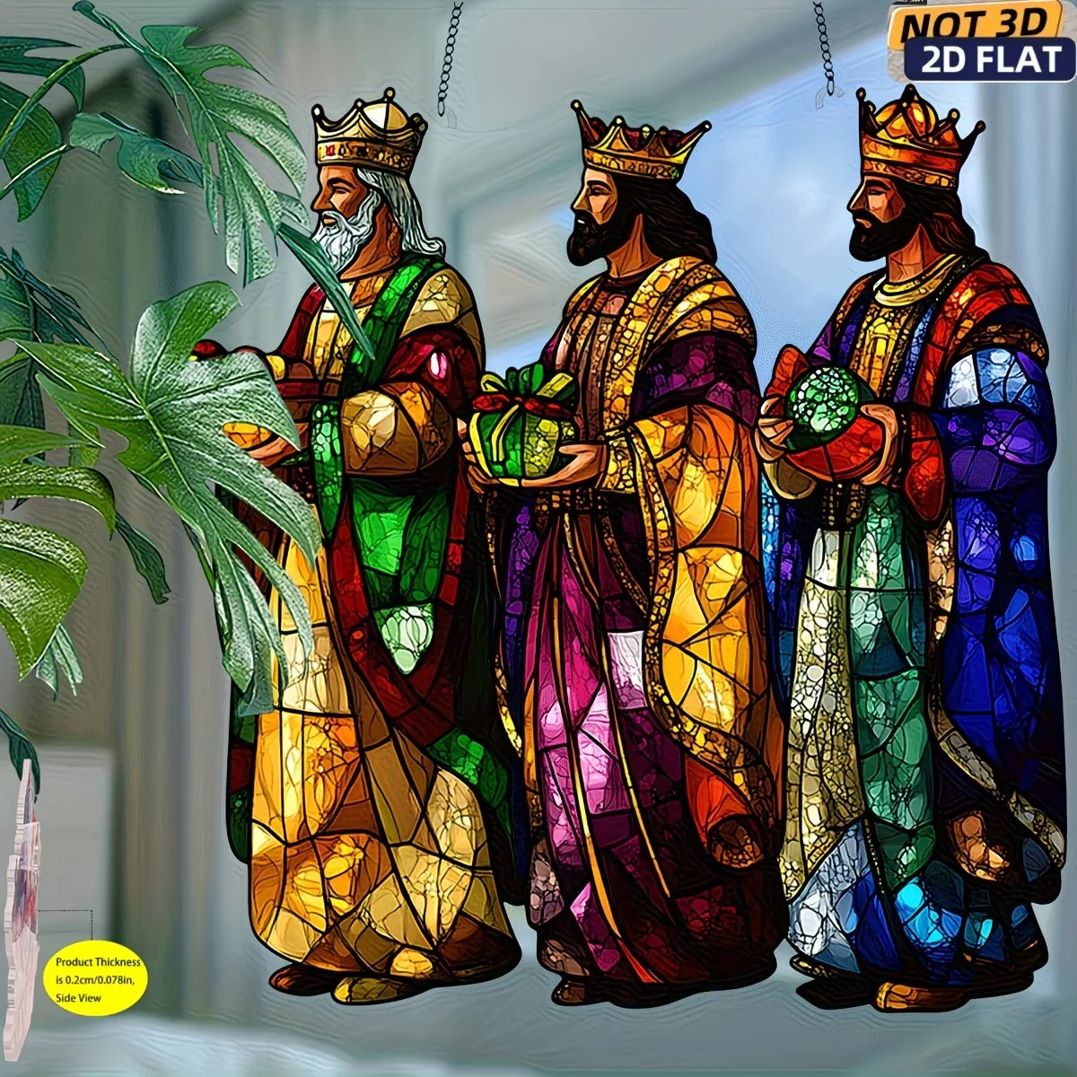 1PCS Three Wise Men And Gift Painted Glass Wall Decoration Christian Garden Interior Decor Doctor Theme Artwork view 6