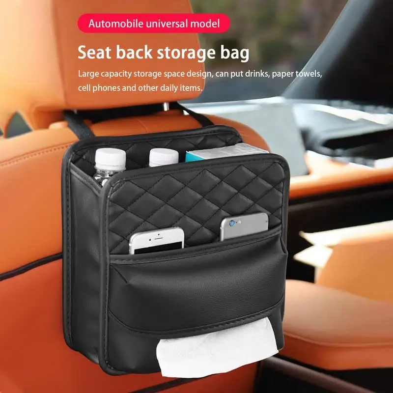 

Car Seat Back Organizer Universal PU Leather Auto Hanging Storage Bag Waterproof Car Organizer with Pockets Interior Accessories