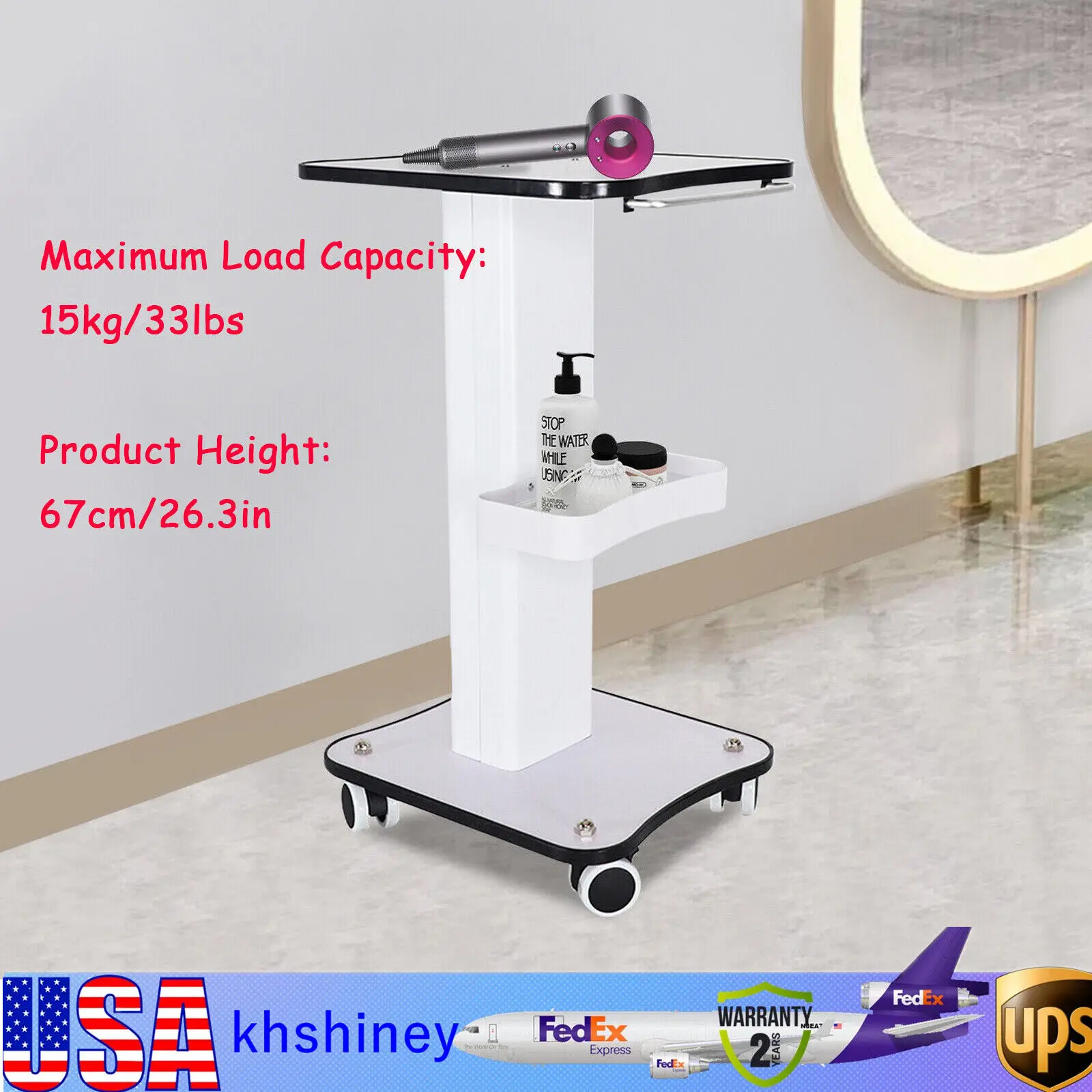 

Rolling Trolley Cart for Beauty Salon, Storage Equipment, Machine Stand Organizer